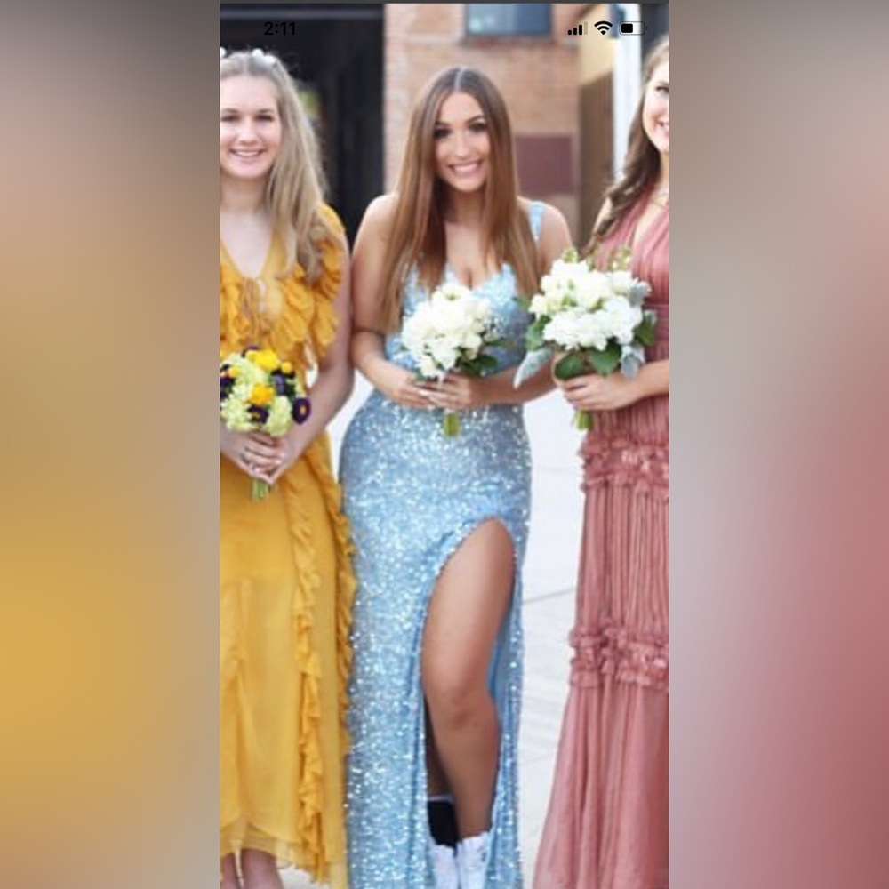 Blue sequin prom dress